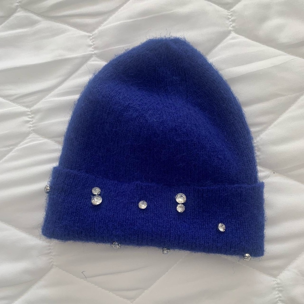 Women’s Target Blue Beanie with Rhinestone Accents